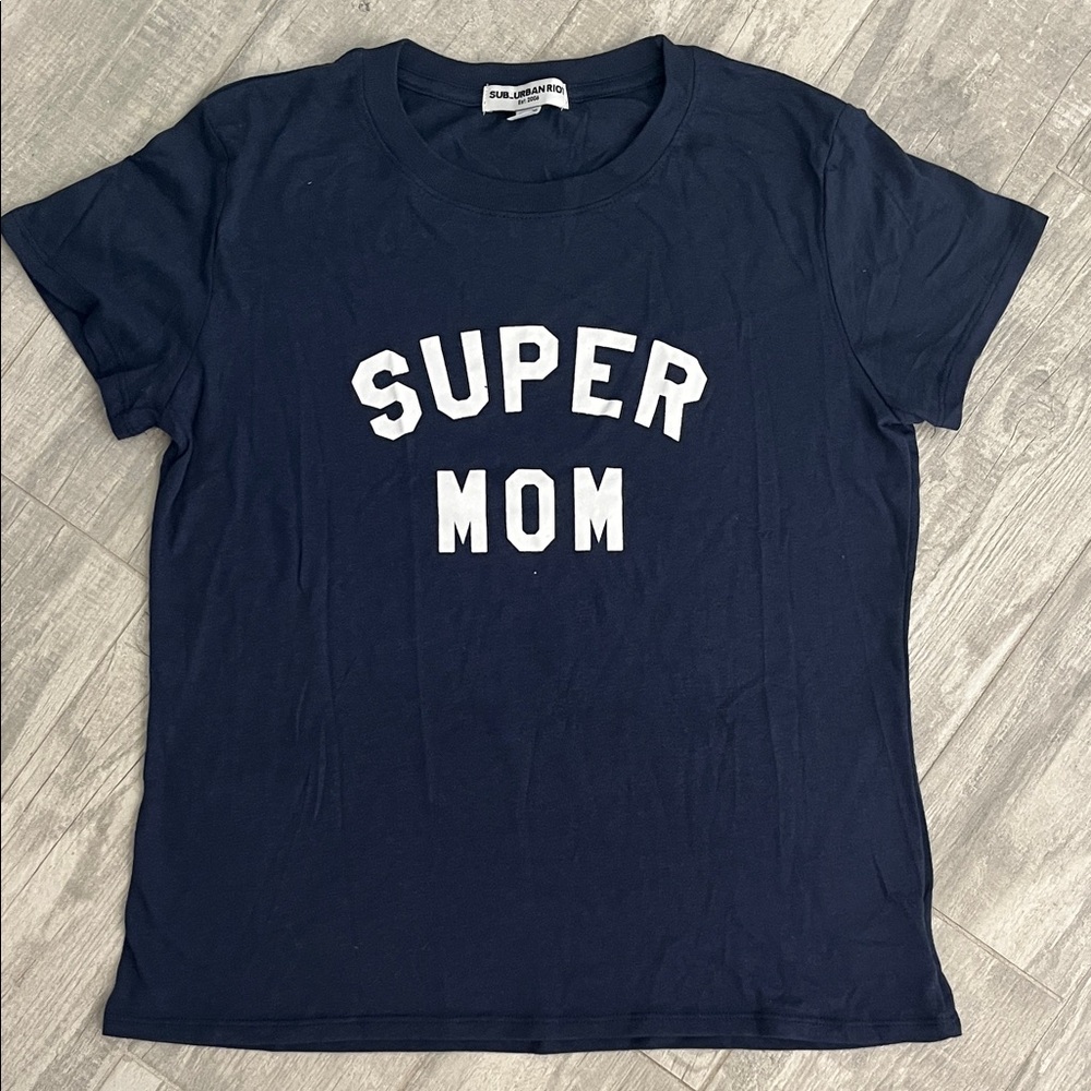 Sub_Urban Riot Navy Tee with White "SUPER MOM" Graphic